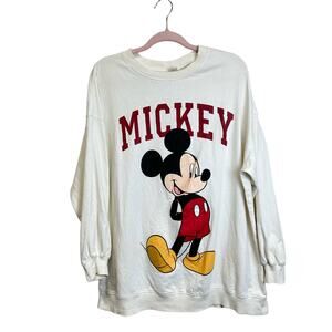 H & M Long Sleeve T-shirt Disney Mickey Mouse Women’s L White Snug-Fitting‎